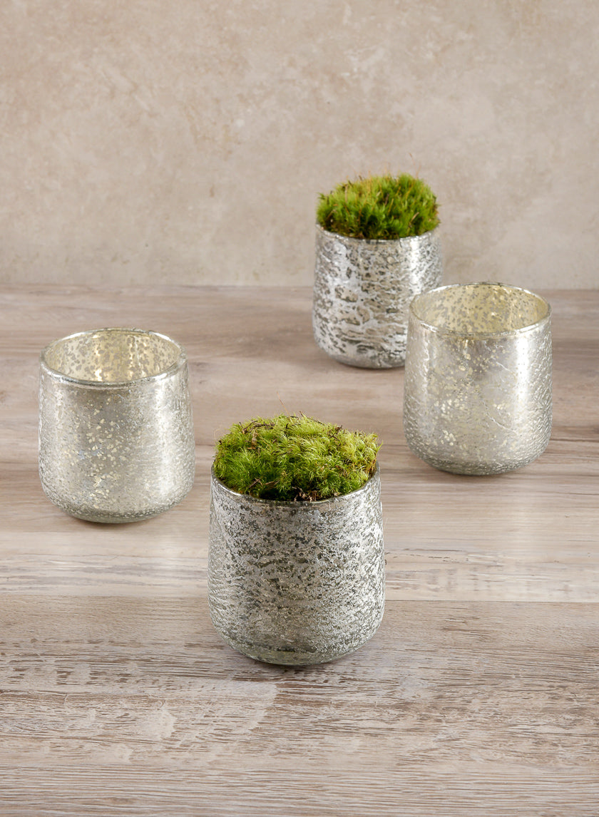 3.5in Tall Antique Platinum Glass Candle Holders Decor Jamaligarden