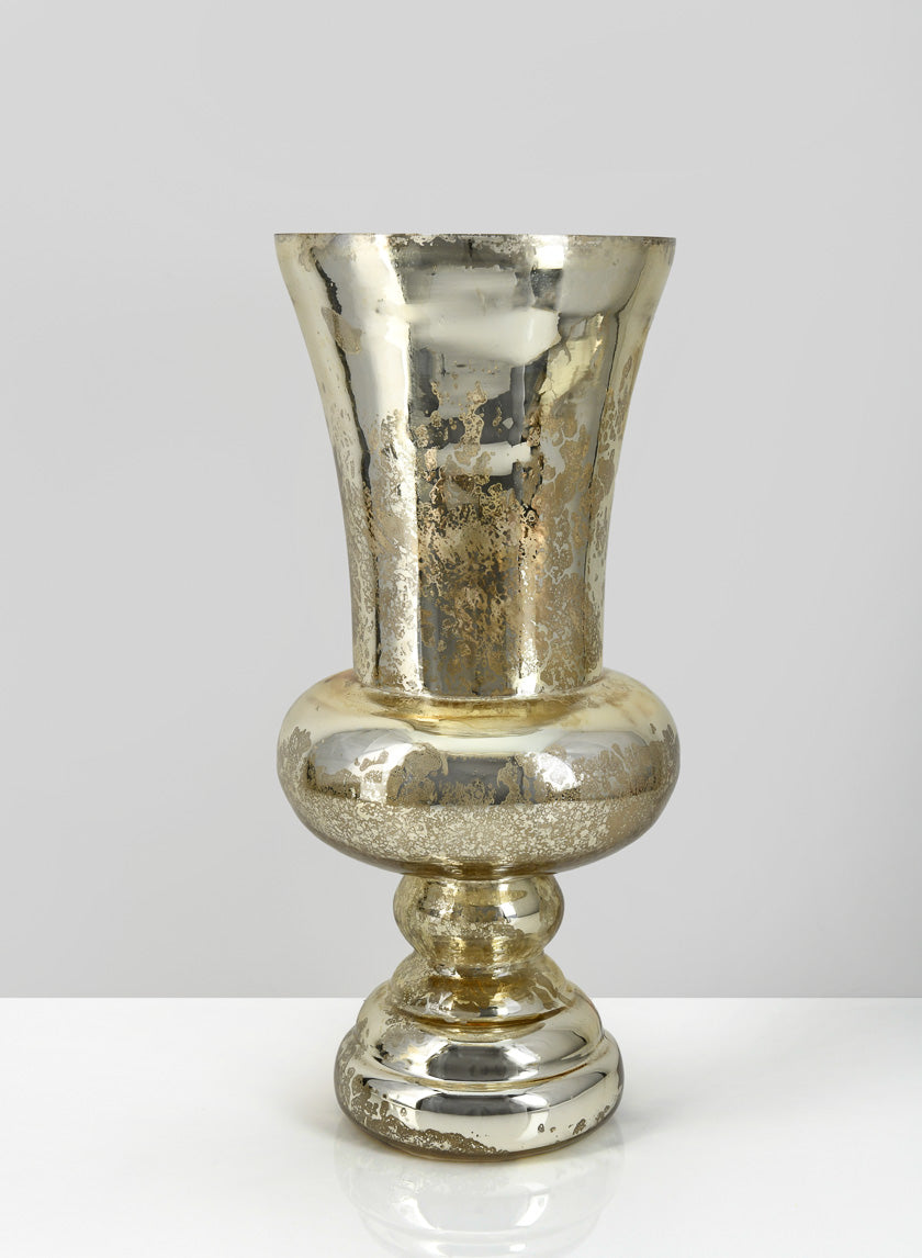 16in Tall Antique Gold Glass Urn Decor Jamaligarden