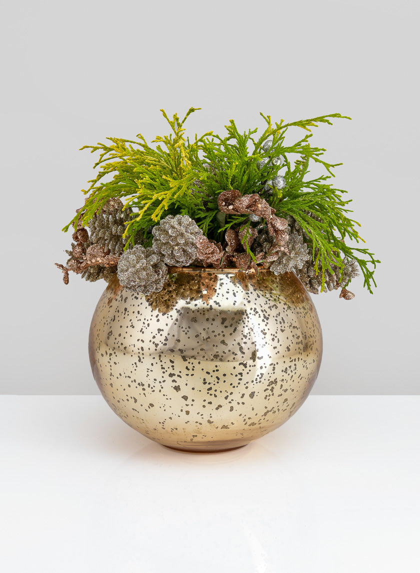 8in Wide Gold Glass Fish Bowl Decor Jamaligarden