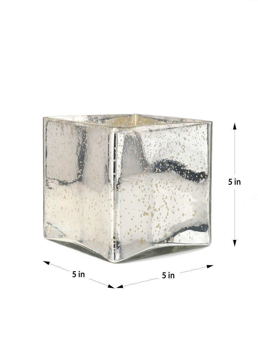 Antique Silver Glass Square Vases Decor Jamaligarden Antique Silver 5in Tall EACH