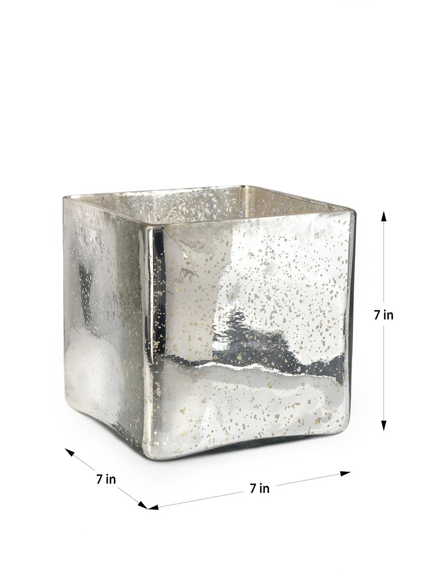 Antique Silver Glass Square Vases Decor Jamaligarden Antique Silver 7in Tall EACH