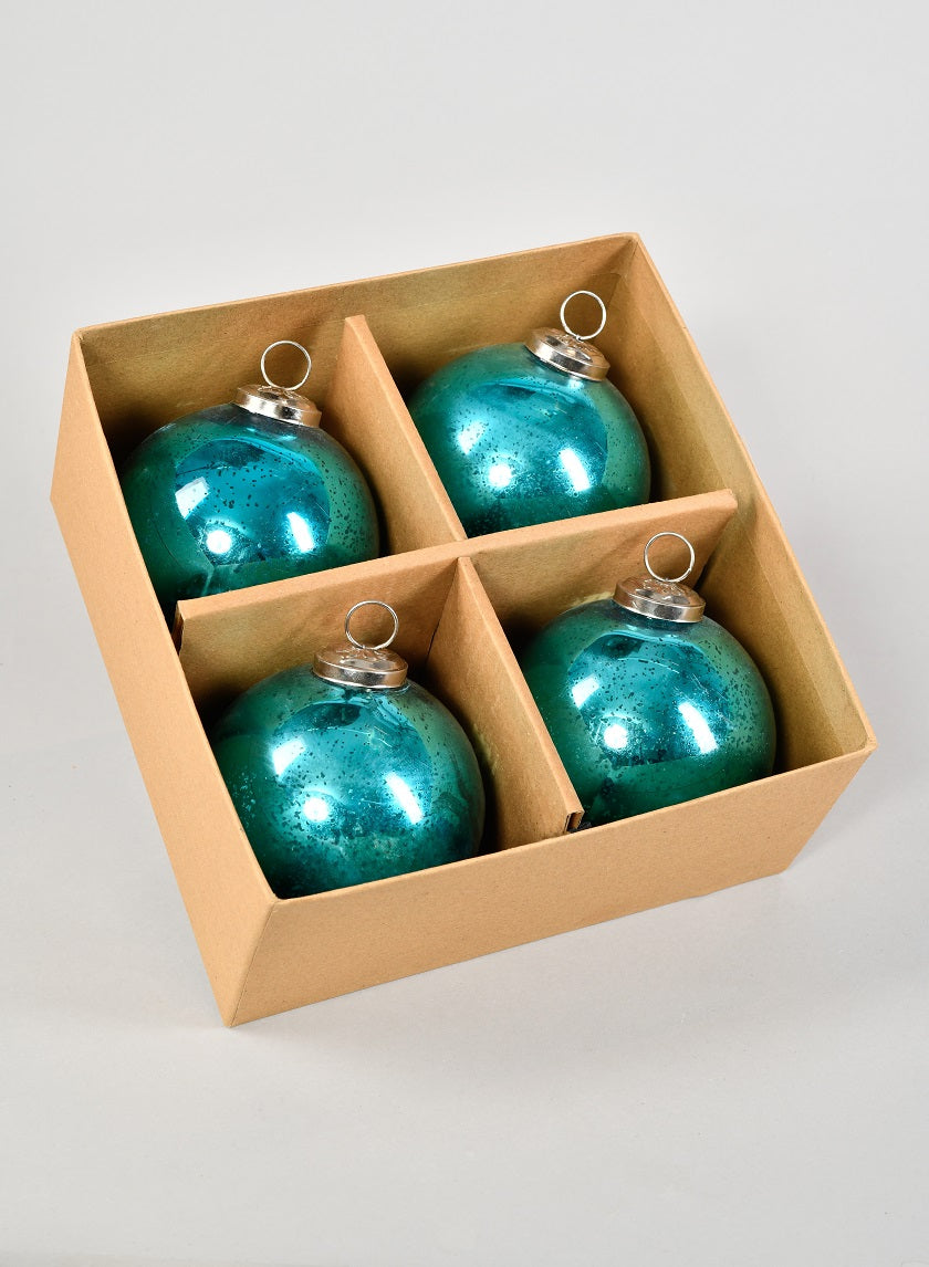 4in Round Antique Aqua Glass Ball Ornaments Decor Jamaligarden