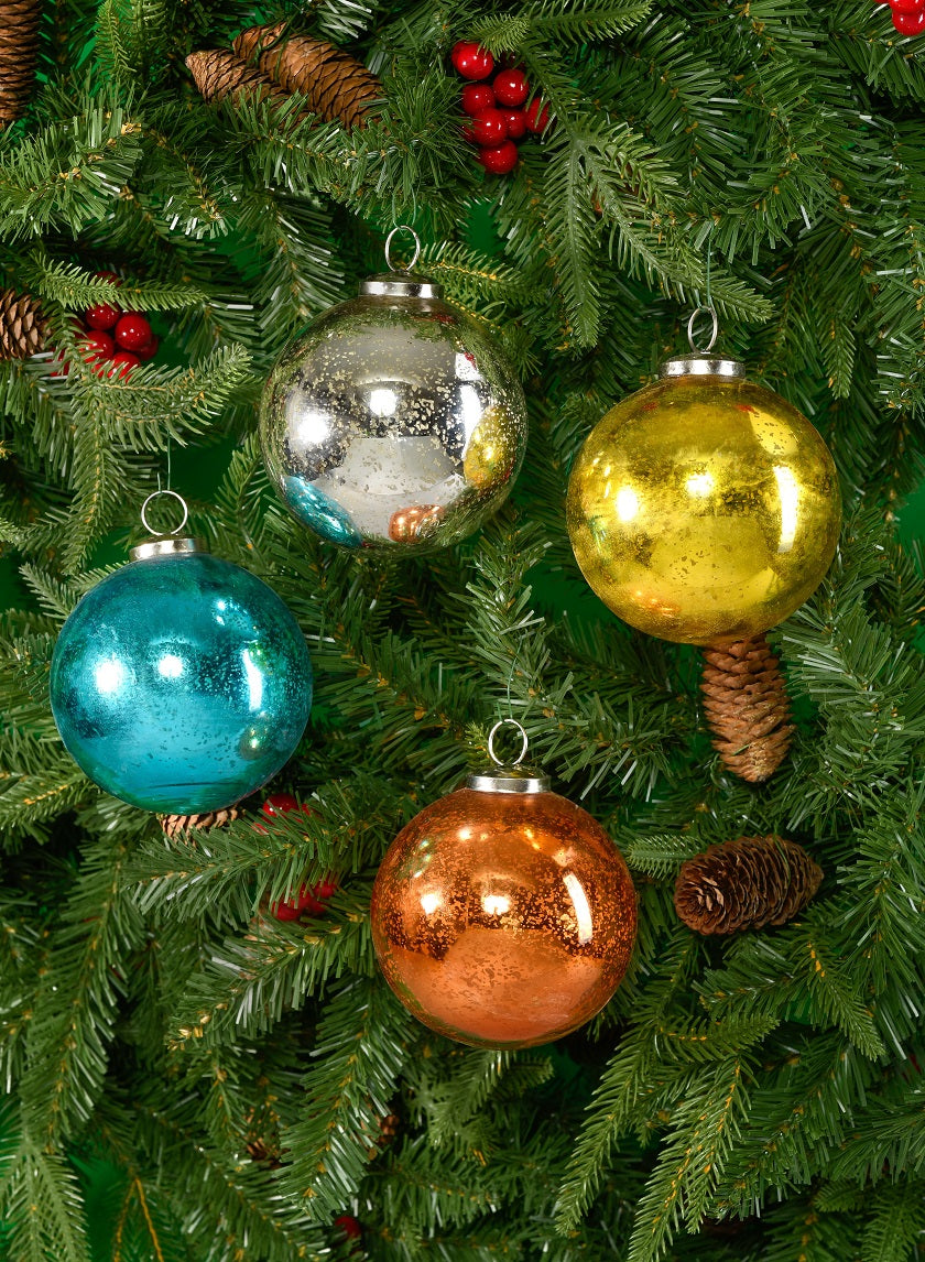 4in Round Antique Aqua Glass Ball Ornaments Decor Jamaligarden