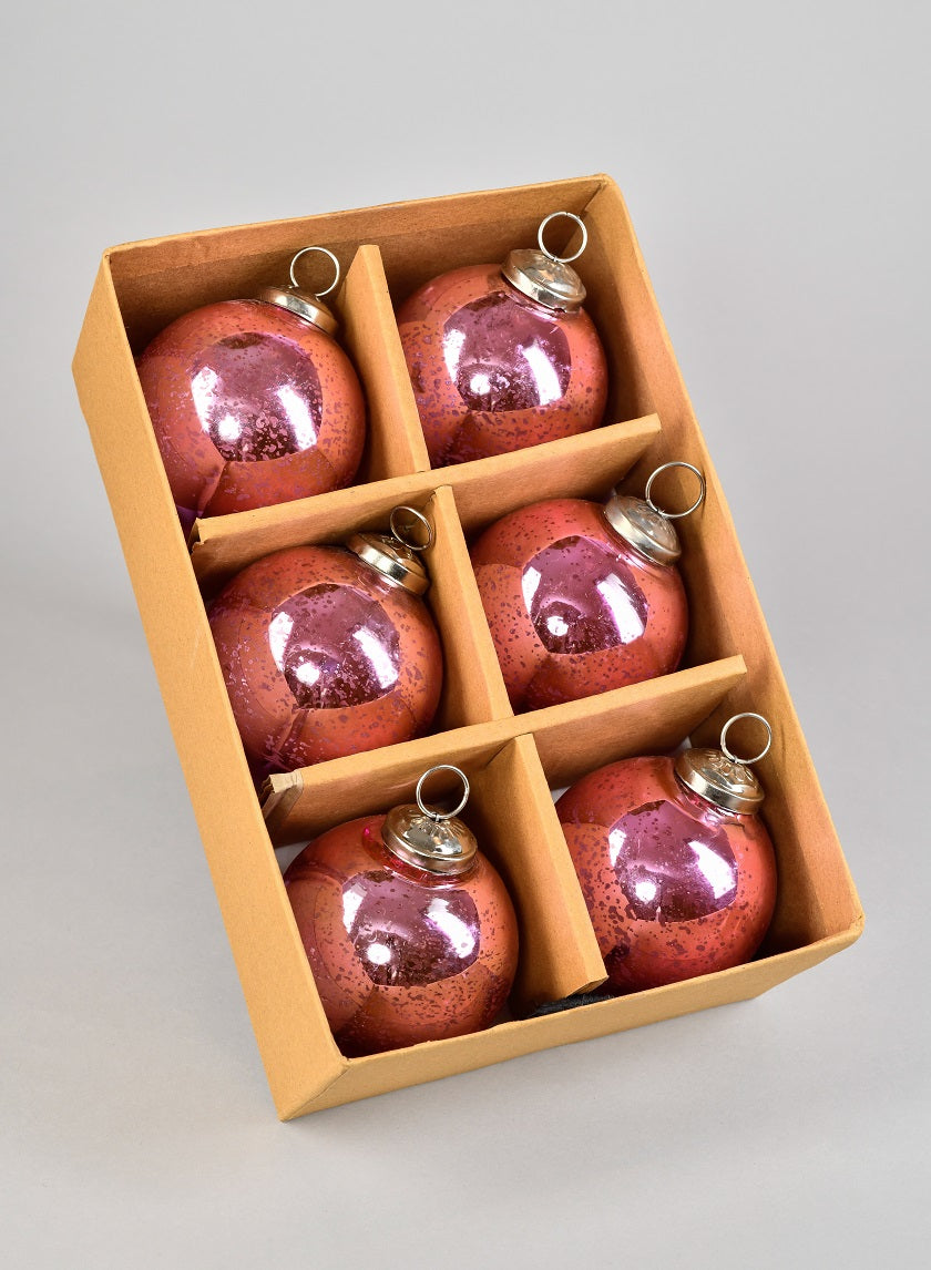 3in Round Antique Rose Glass Ball Ornament in Window Box Decor Jamaligarden
