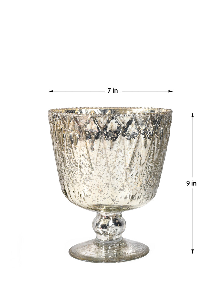 Patterned Silver Mercury Glass Coupes Decor Jamaligarden Silver 9in Tall EACH