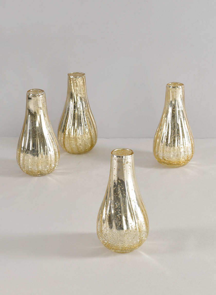 5.75in Tall Gold Half Crackle Bud Glass Vase Decor Jamaligarden