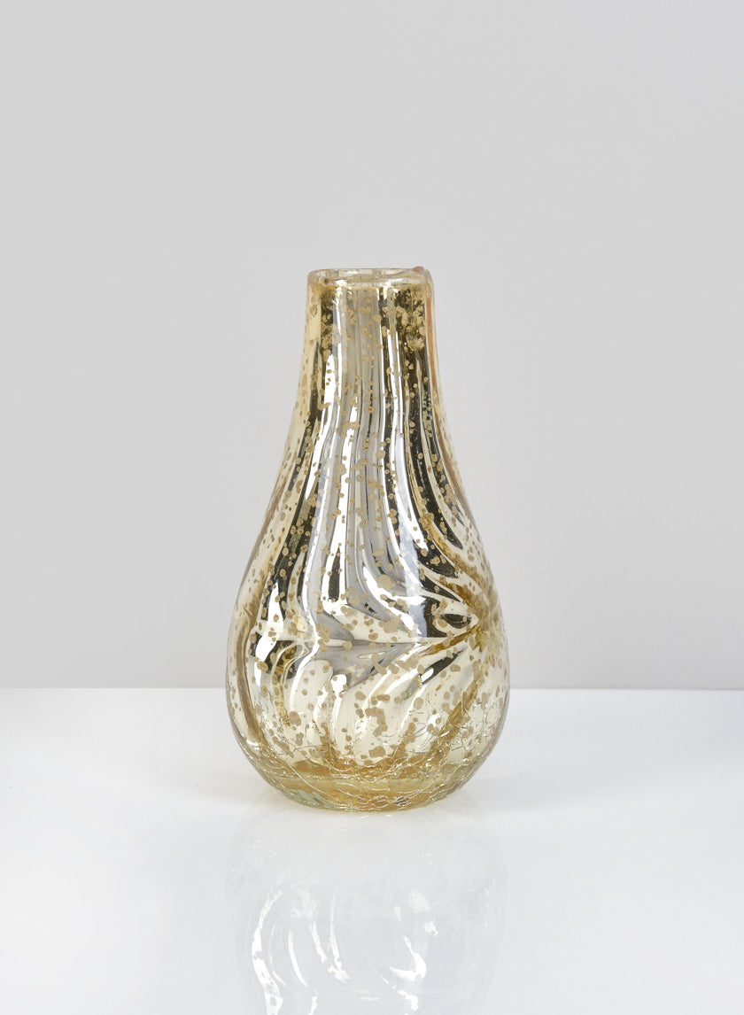 5.75in Gold Half Crackle Bud Glass Vase Decor Jamaligarden