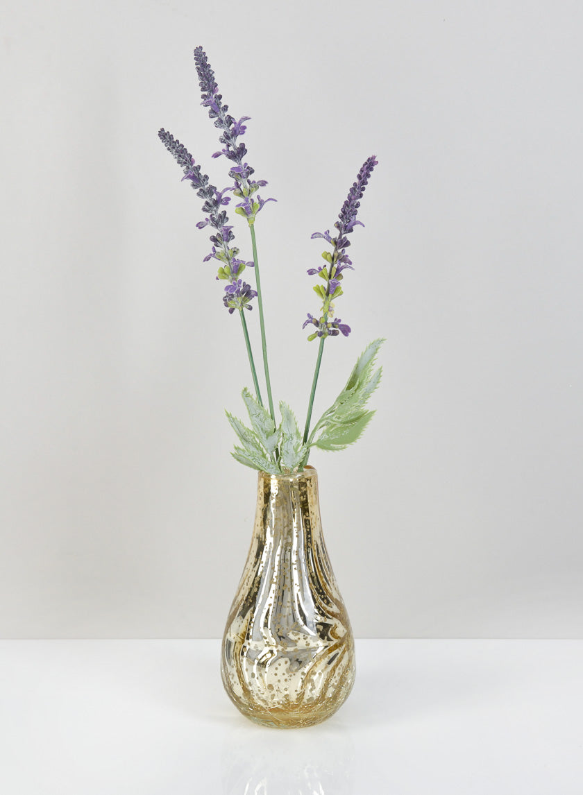 5.75in Gold Half Crackle Bud Glass Vase Decor Jamaligarden