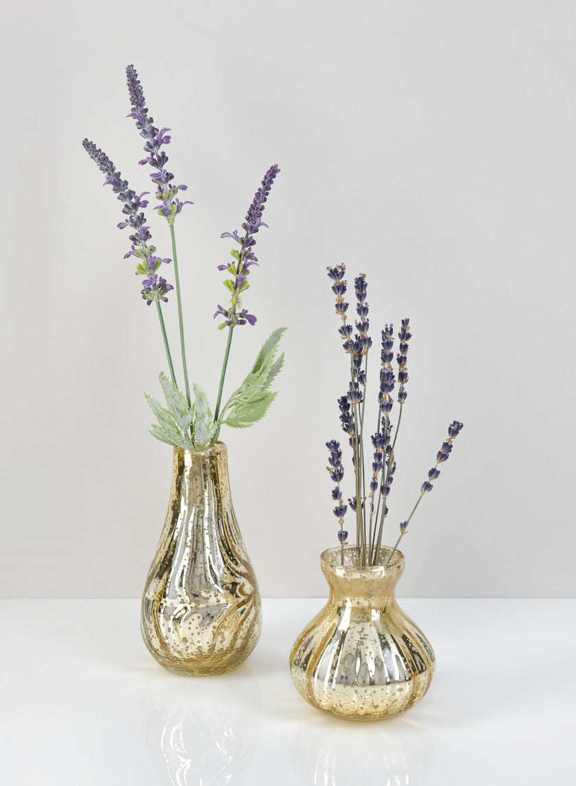 5.75in Gold Half Crackle Bud Glass Vase Decor Jamaligarden