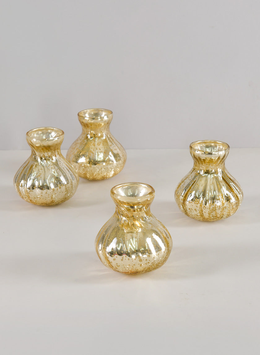 4in Tall Gold Half Crackle Bud Glass Vase Decor Jamaligarden