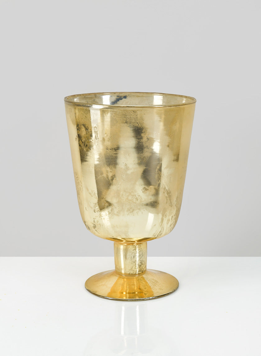 8.75in Tall Antique Gold Pedestal Glass Vase Decor Jamaligarden