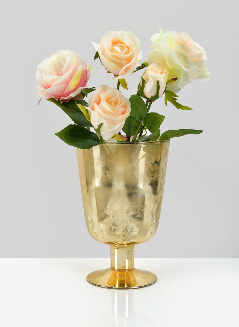 8.75in Tall Antique Gold Pedestal Glass Vase Decor Jamaligarden