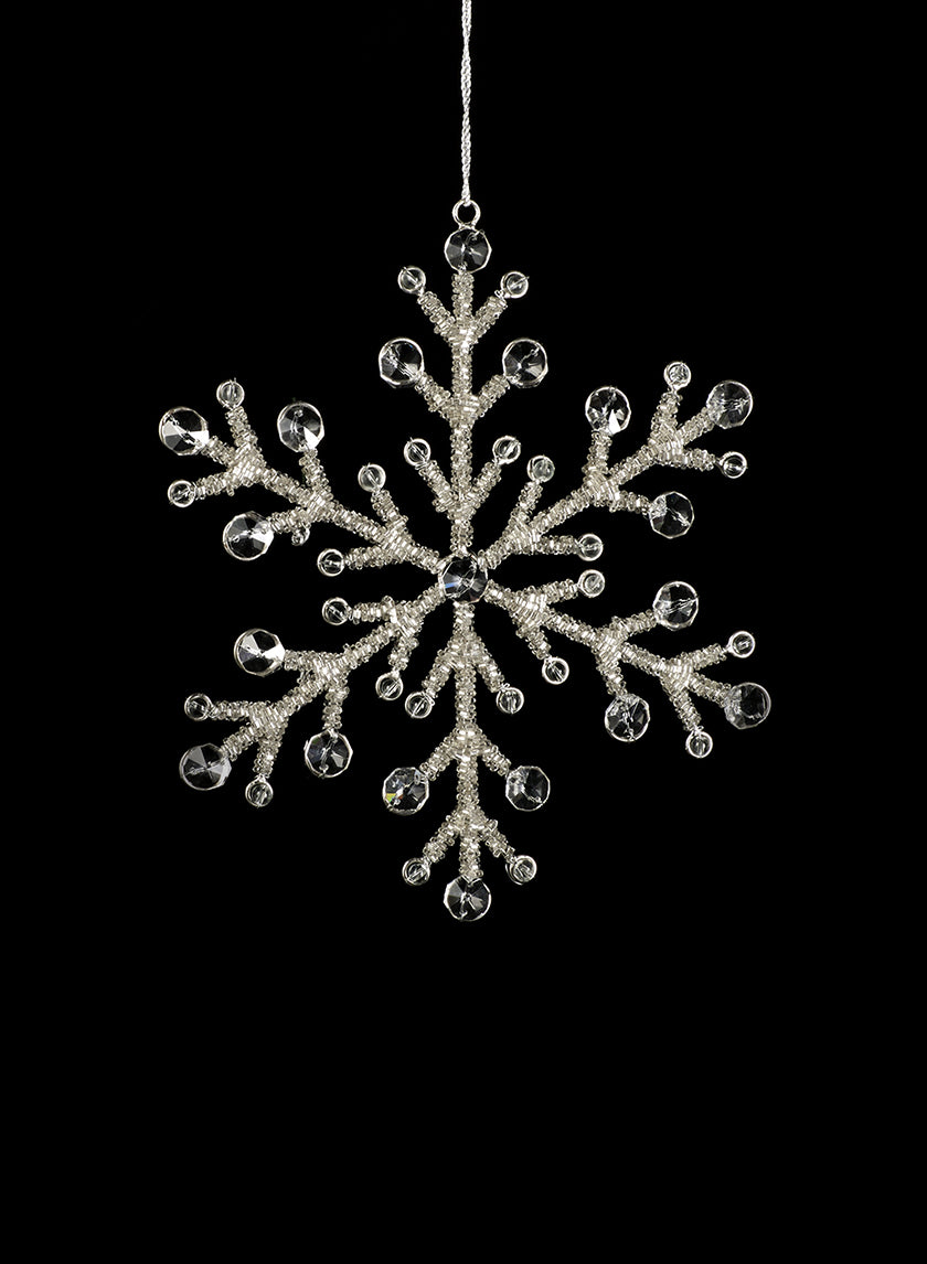 8.75in Wide Glass Bead Snowflake Ornament Decor Jamaligarden