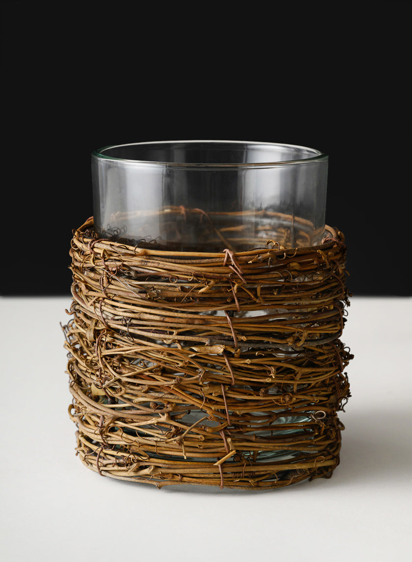 5in Tall Yangon Dark Willow Wrapped Glass Cylinder Decor Jamaligarden