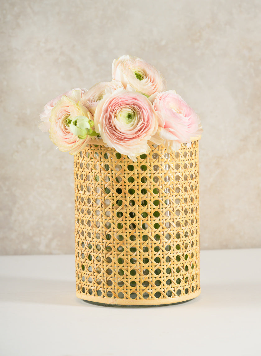 Indochine Cane Weaved Glass Cylinder Decor Jamaligarden