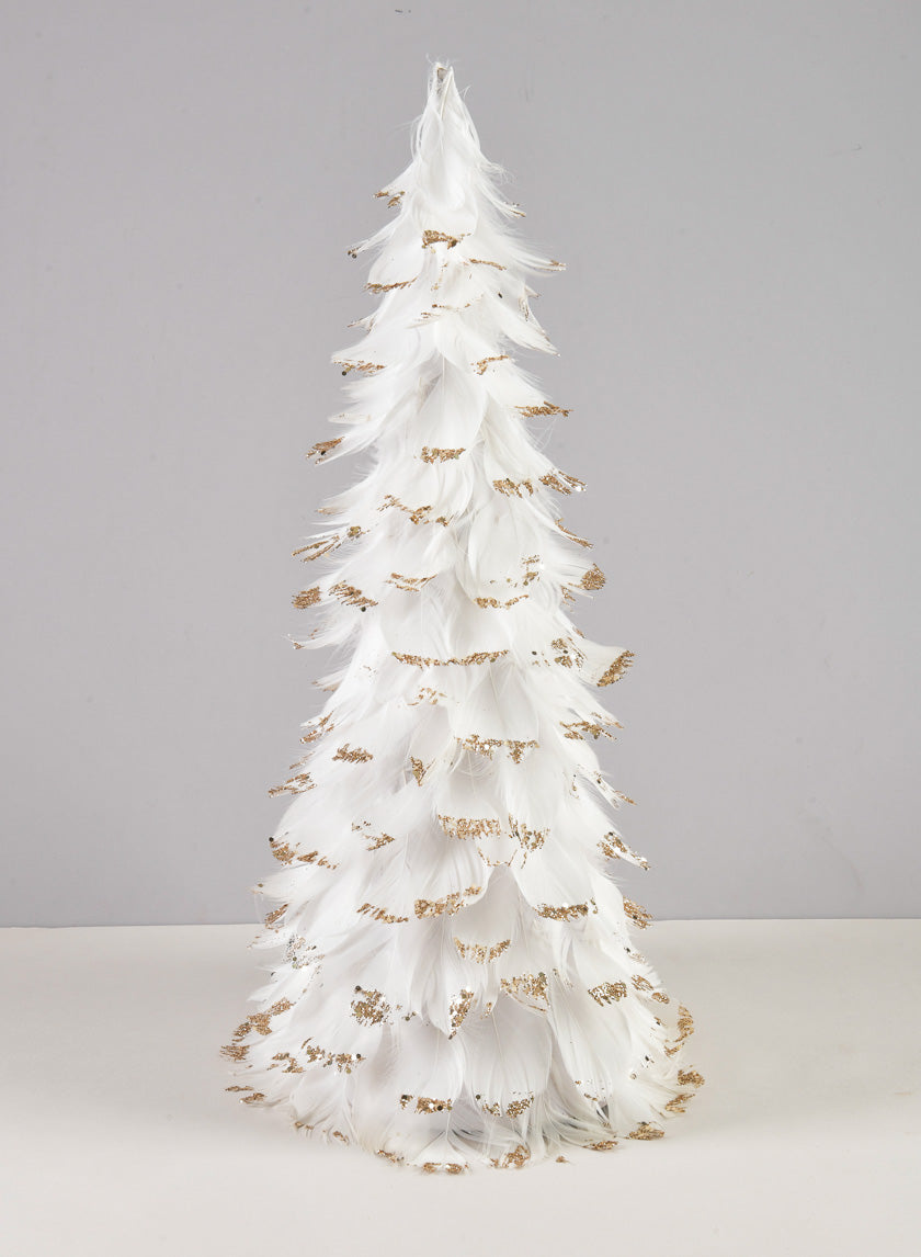 18in Tall White Feather Tree Decor Jamaligarden
