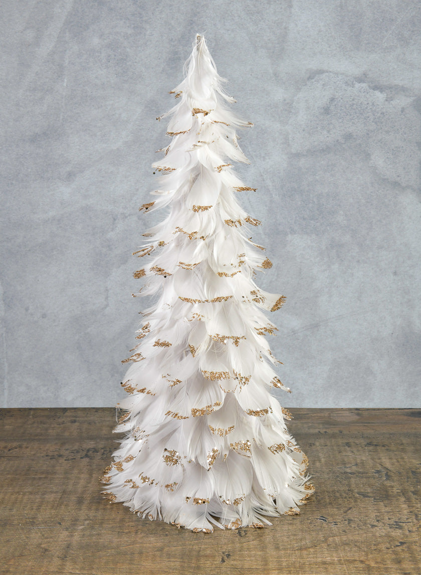 18in Tall White Feather Tree Decor Jamaligarden