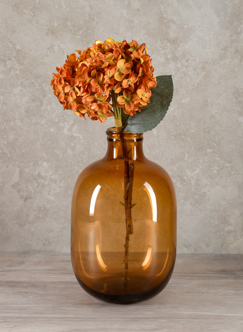 14in Tall Mesquite Amber Bottle Glass Vase, Large Decor Jamaligarden
