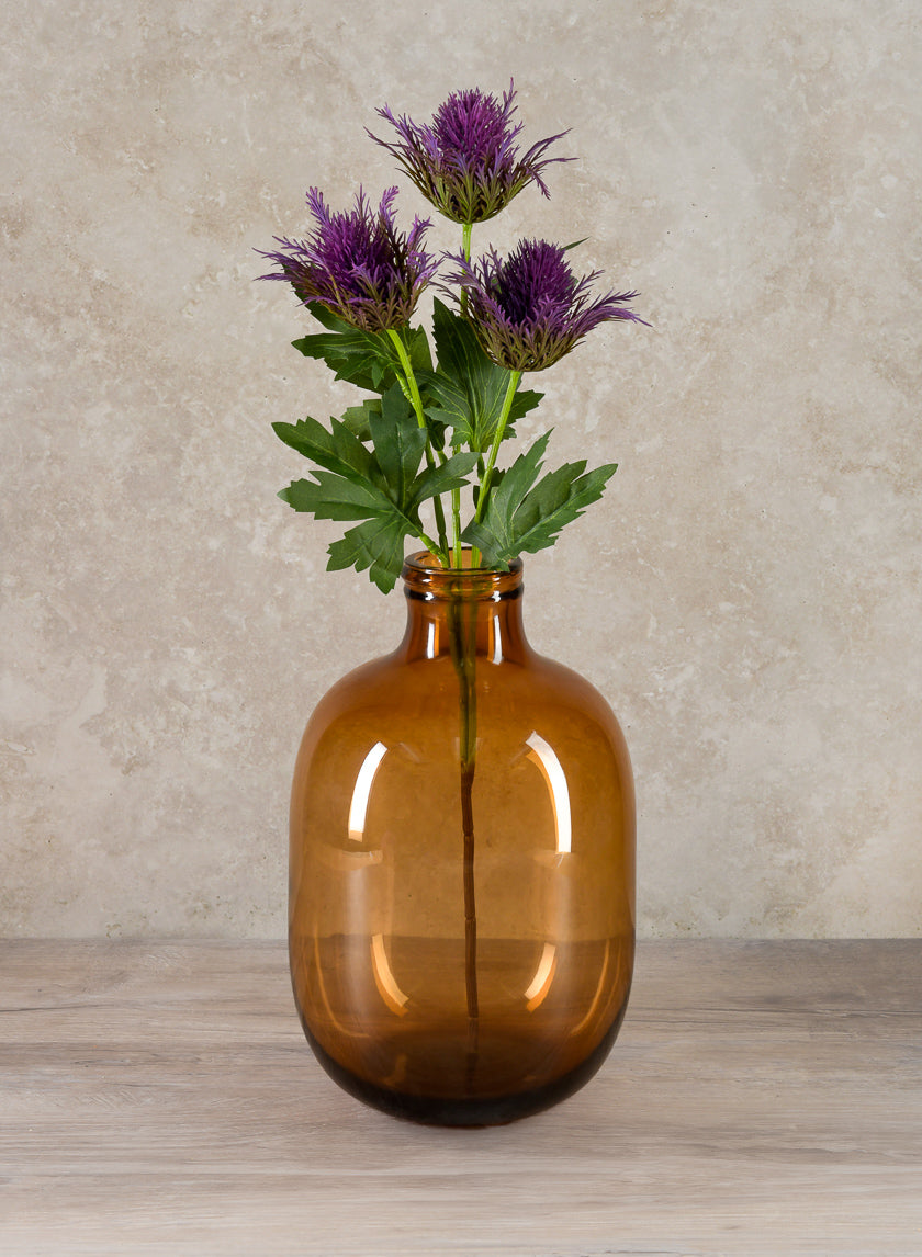 11in Tall Mesquite Amber Bottle Glass Vase, Small Decor Jamaligarden
