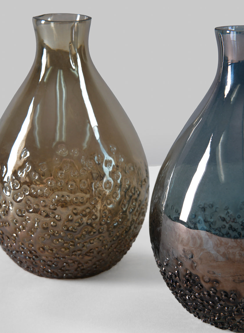6in Tall Suenos Artisan Speckled Smoke Luster Glass Vase Decor Jamaligarden