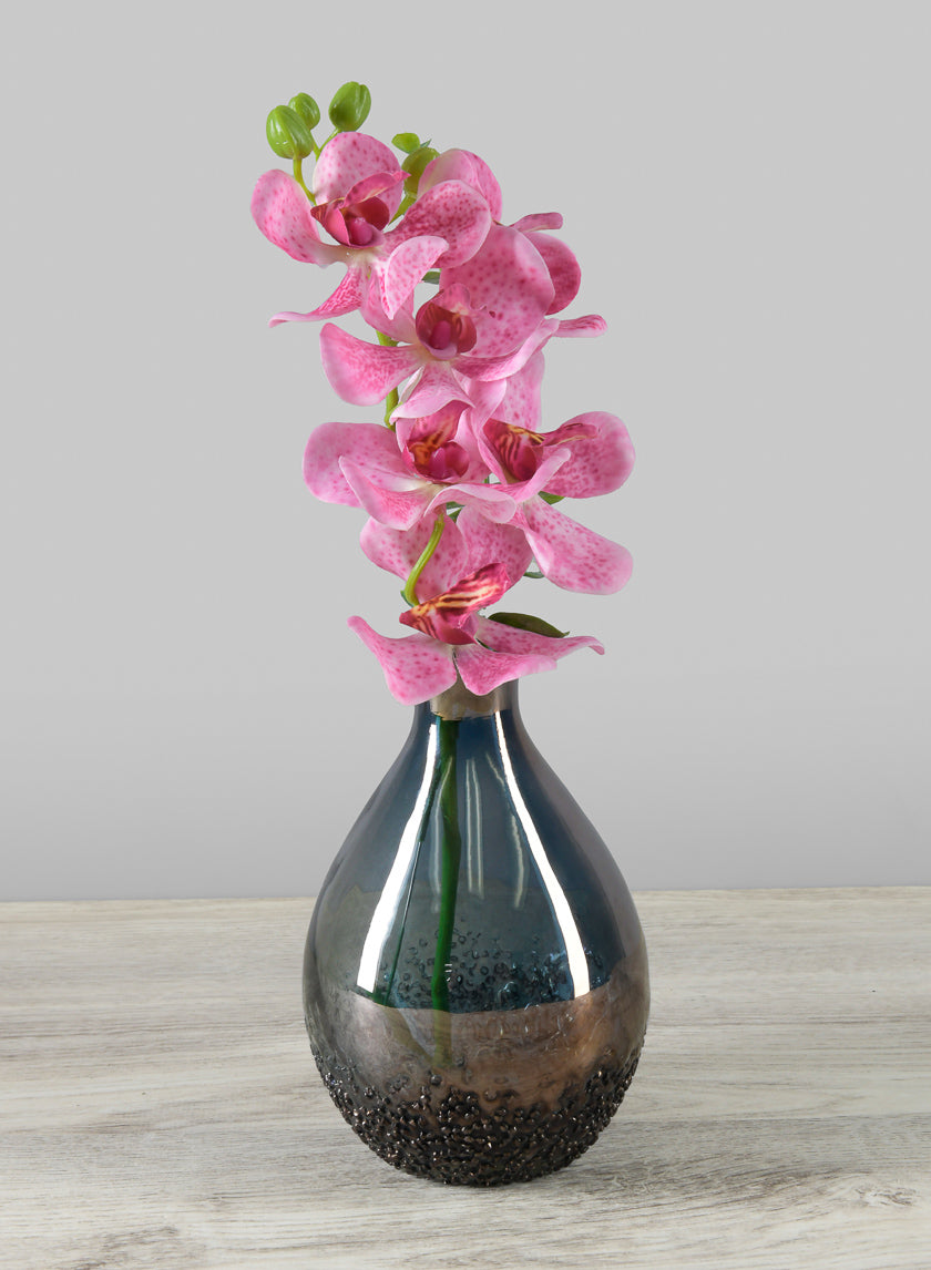 6in Tall Suenos Artisan Speckled Smoke Luster Glass Vase Decor Jamaligarden