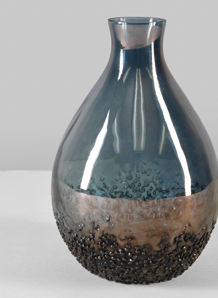 6in Tall Suenos Artisan Speckled Smoke Luster Glass Vase Decor Jamaligarden
