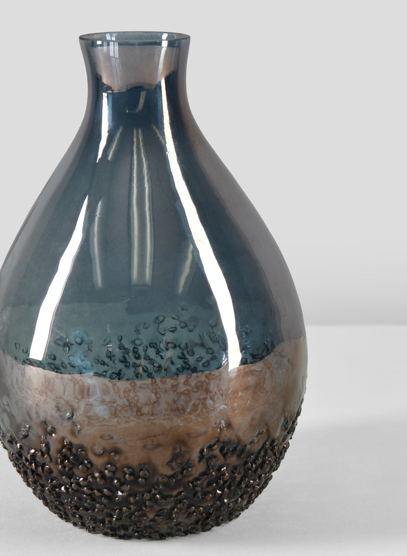 6in Tall Suenos Artisan Speckled Smoke Luster Glass Vase Decor Jamaligarden