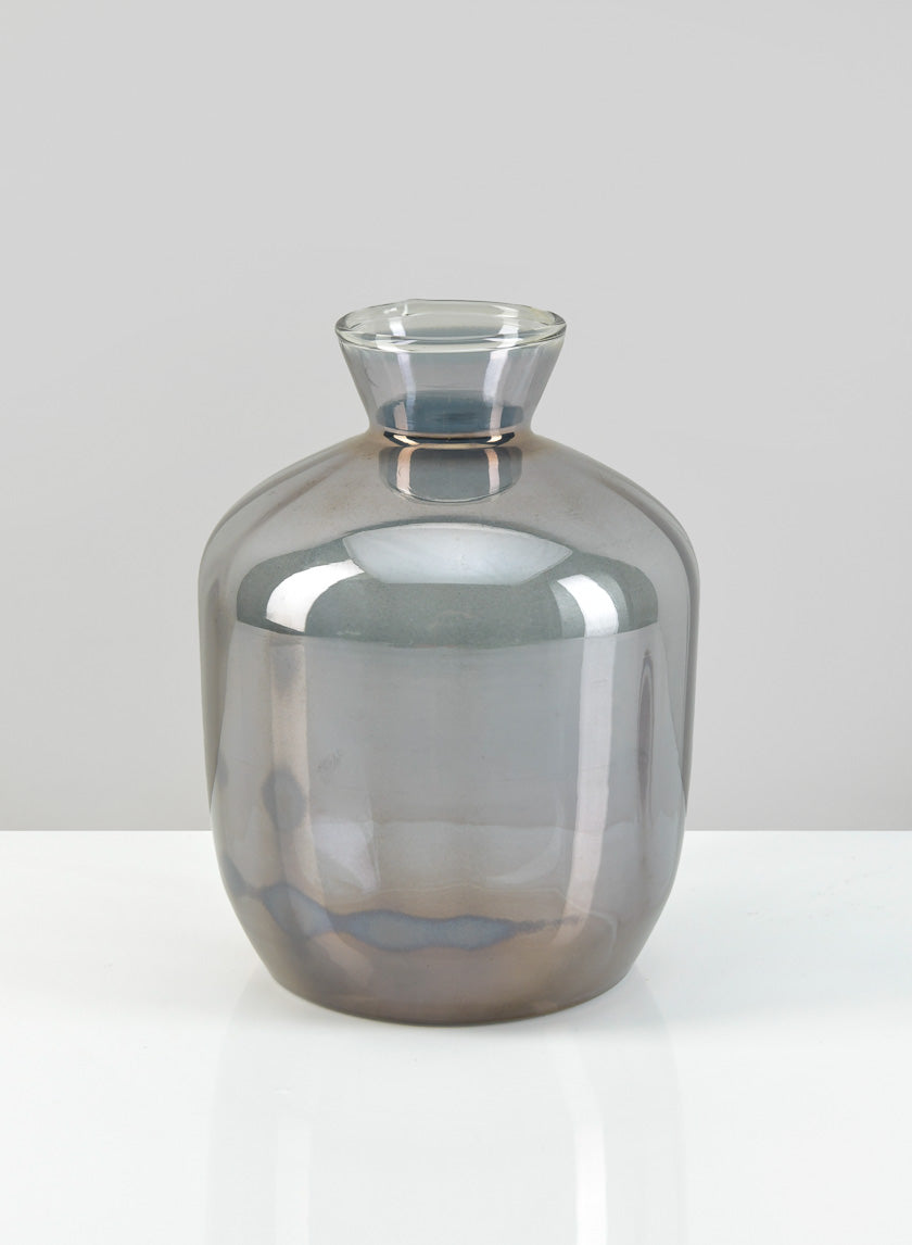 7in Tall Dijon Grey Luster Glass Vase Decor Jamaligarden