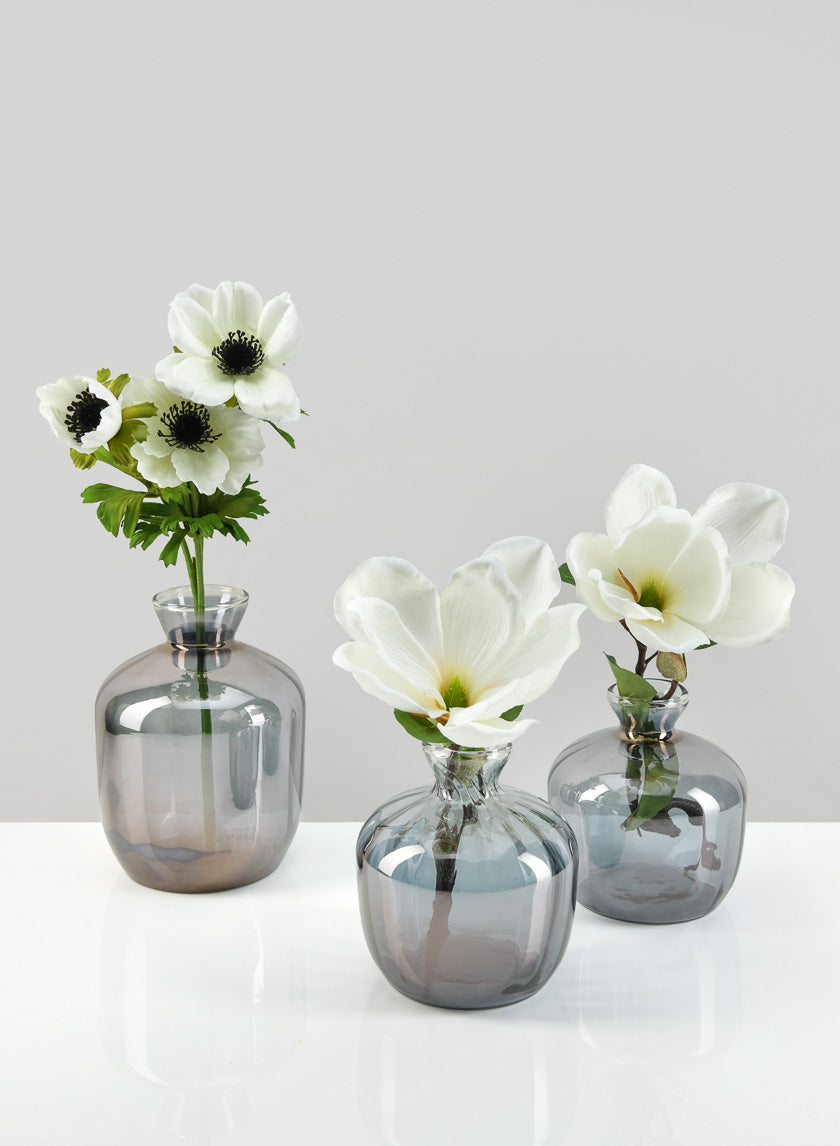 7in Tall Dijon Grey Luster Glass Vase Decor Jamaligarden