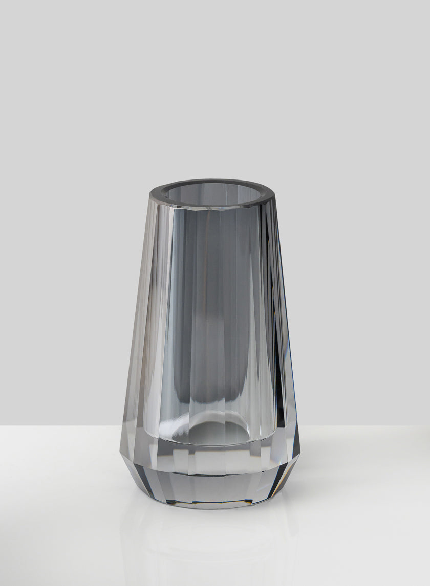 4in Tall Moser Luxe Smoke Grey Crystal Glass Vase, Mini Decor Jamaligarden