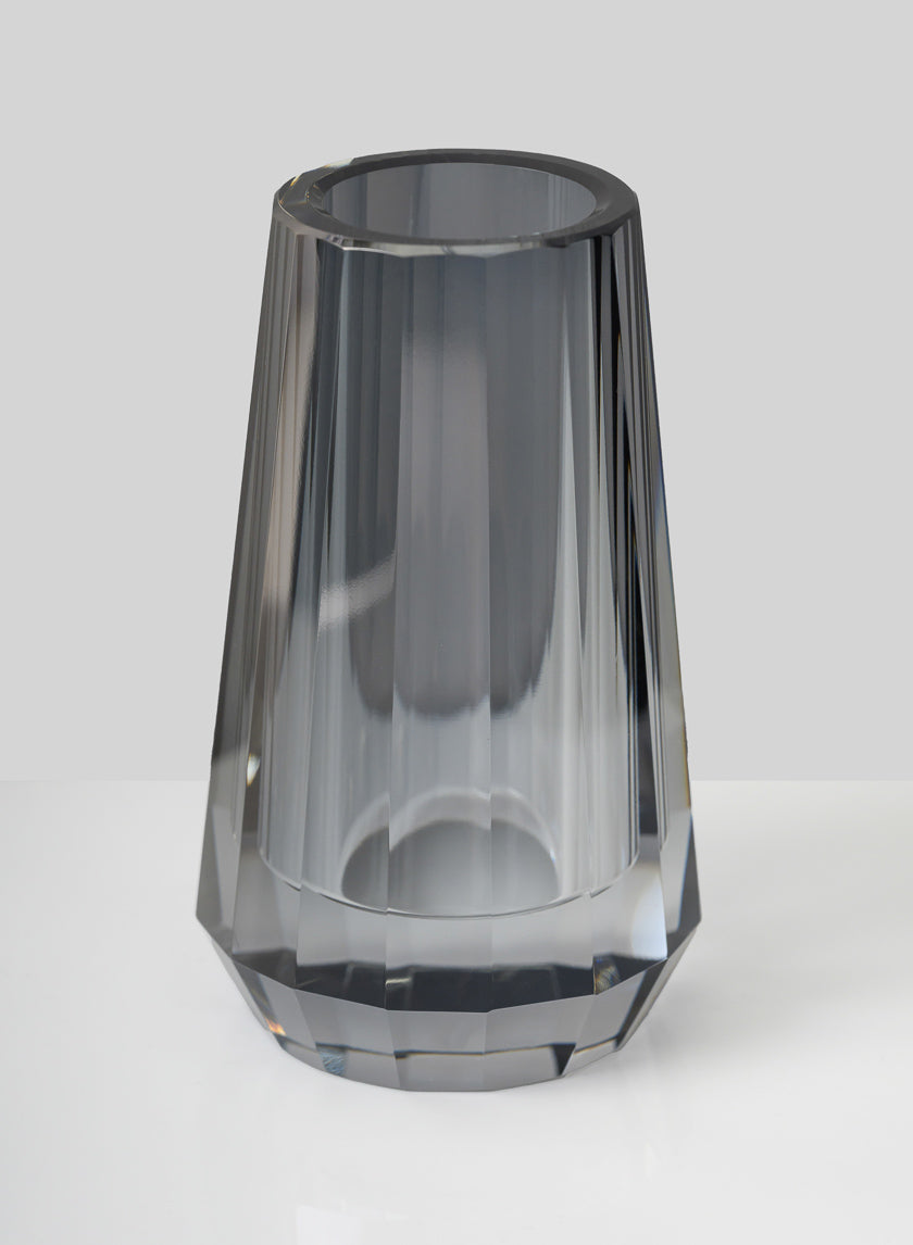 4in Tall Moser Luxe Smoke Grey Crystal Glass Vase, Mini Decor Jamaligarden