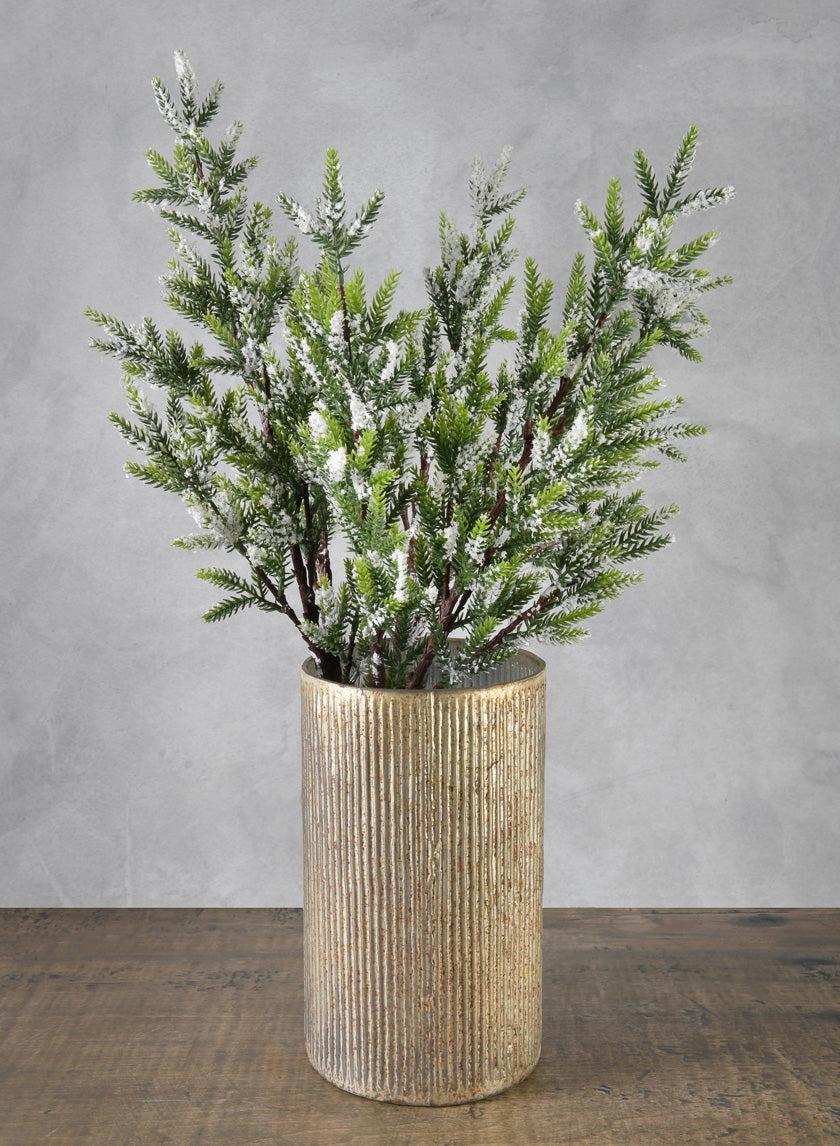 33in Long Single Trifoliate Pine Stem x 2 Branches with Snow Decor Jamaligarden
