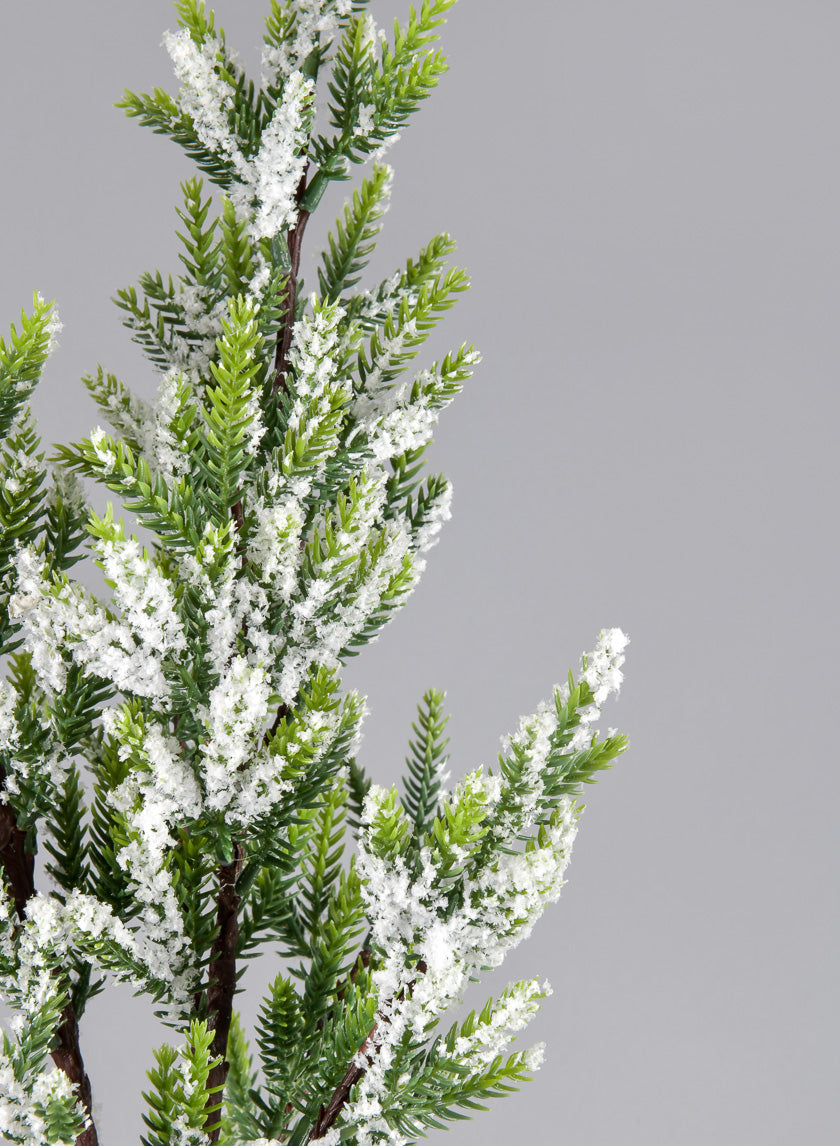 33in Long Single Trifoliate Pine Stem x 2 Branches with Snow Decor Jamaligarden