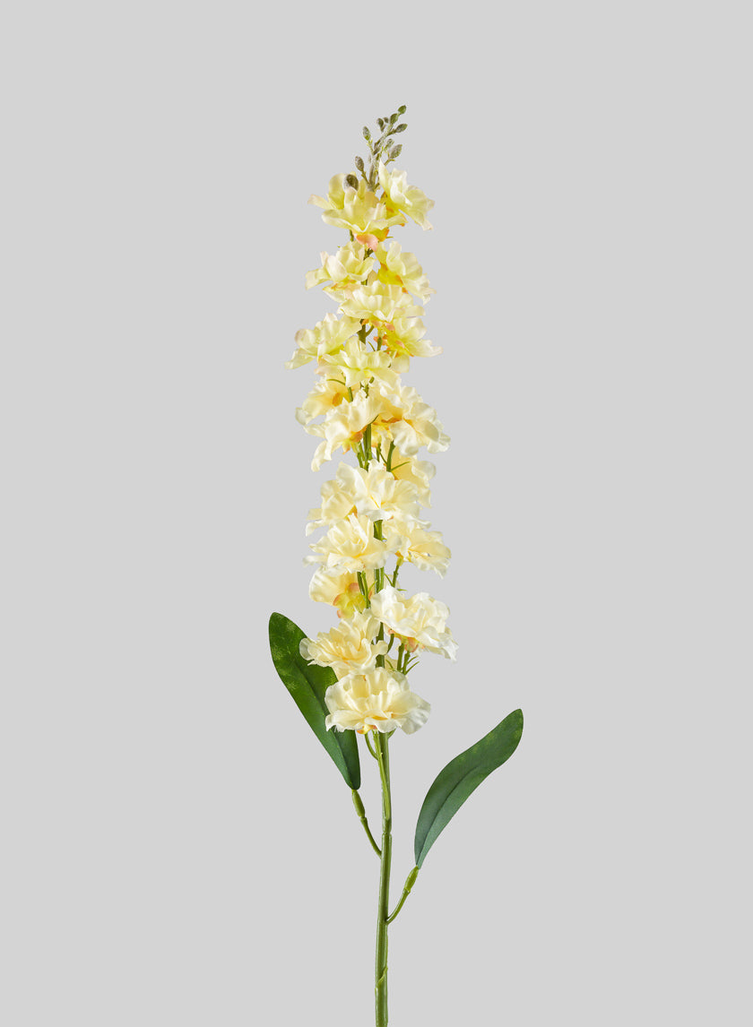 30in Long Real Look Cream Delphinium Full Bloom Stem Decor Jamaligarden