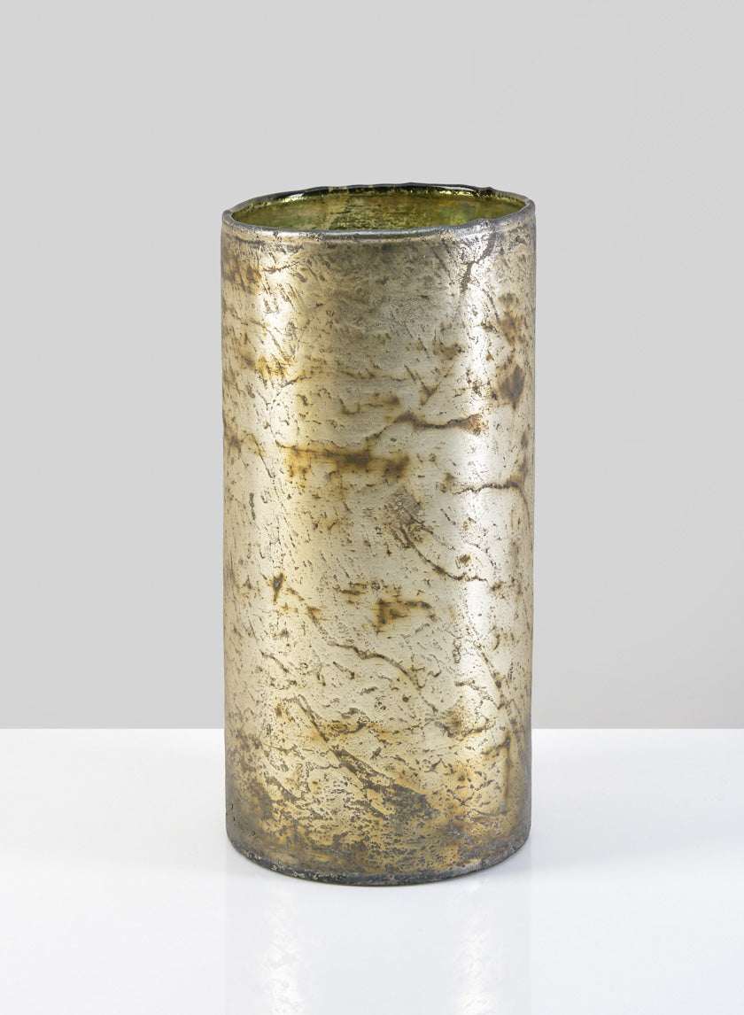 8.5in Tall Avignon Matte Silver Glass Cylinder Decor Jamaligarden