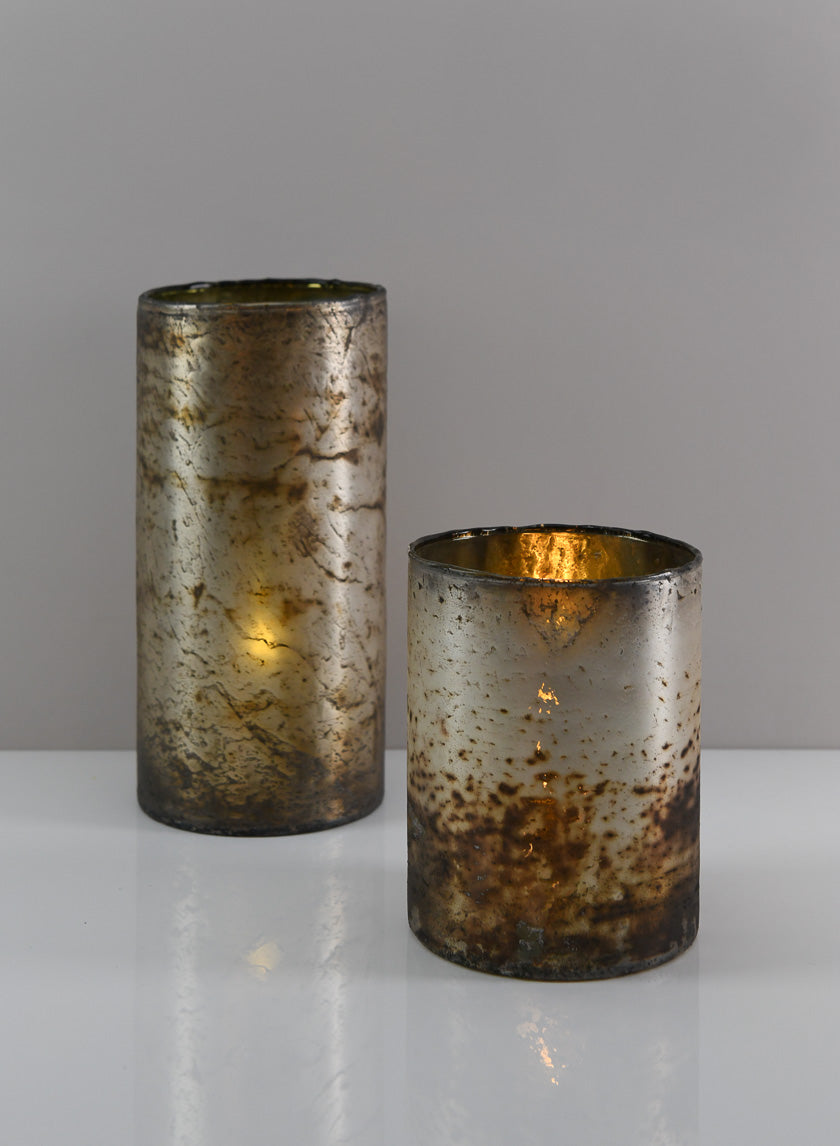 8.5in Tall Avignon Matte Silver Glass Cylinder Decor Jamaligarden