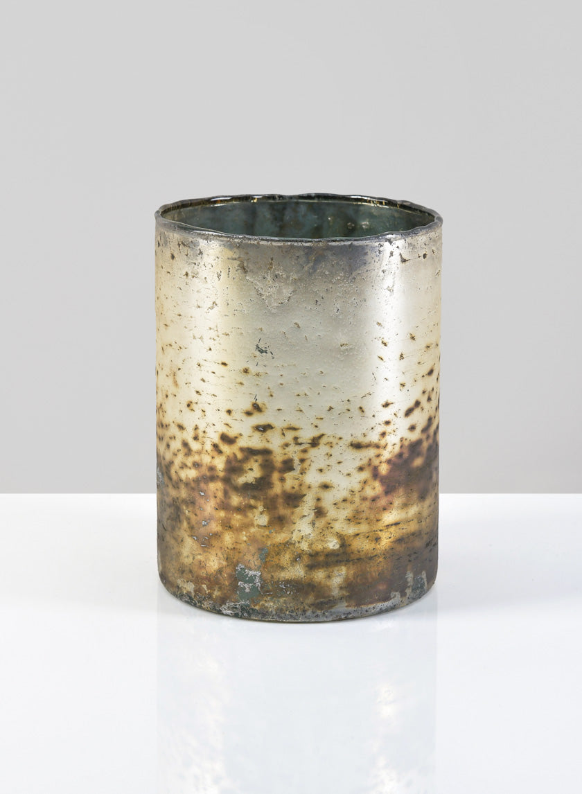 5.5in Tall Avignon Matte Silver Glass Cylinder Decor Jamaligarden