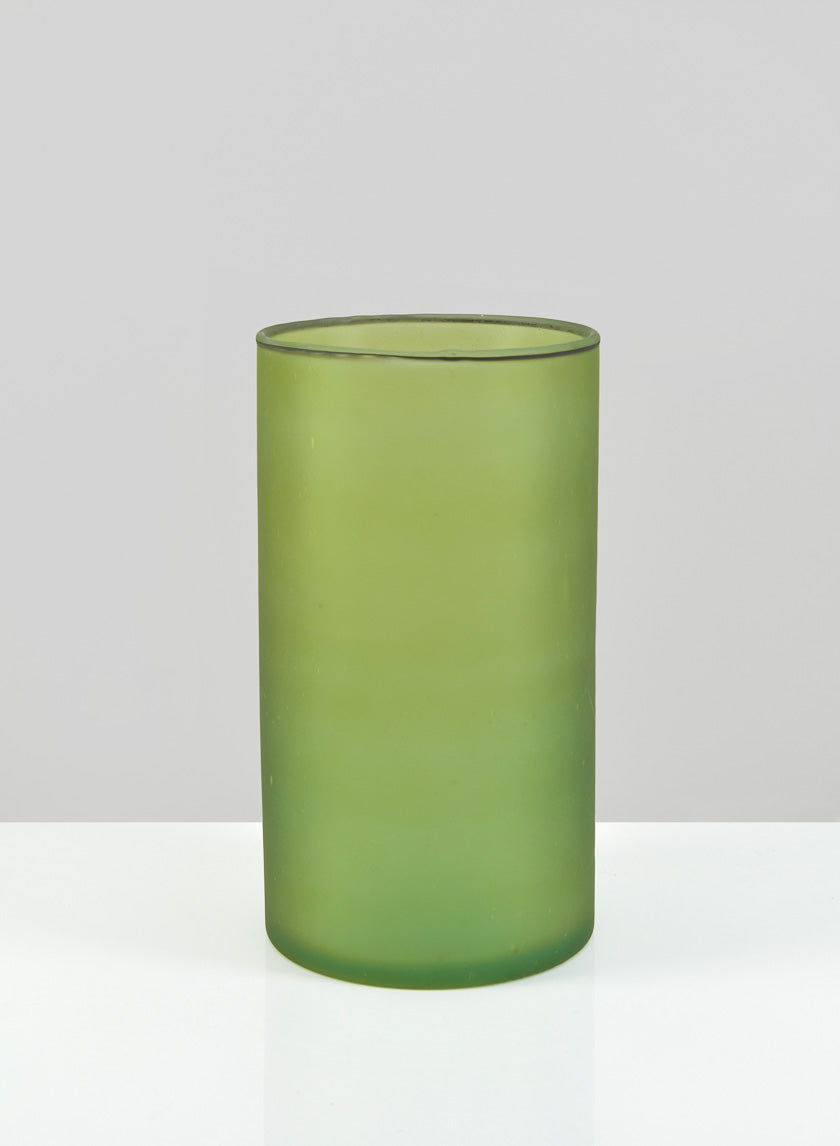 8.5in Tall Puebla Mexican Green Frost Glass Cylinder Decor Jamaligarden
