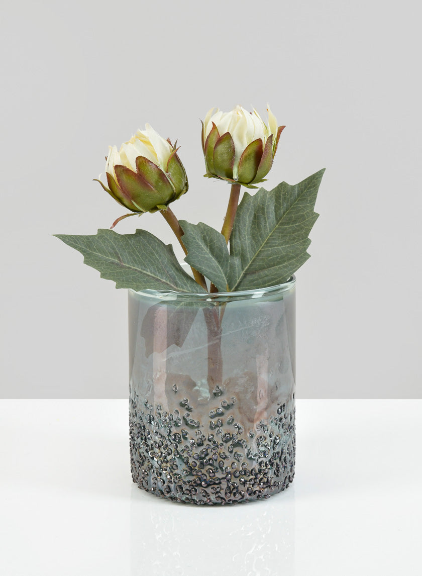 4in Tall Strasbourg Speckled Grey Luster Glass Cylinder Decor Jamaligarden