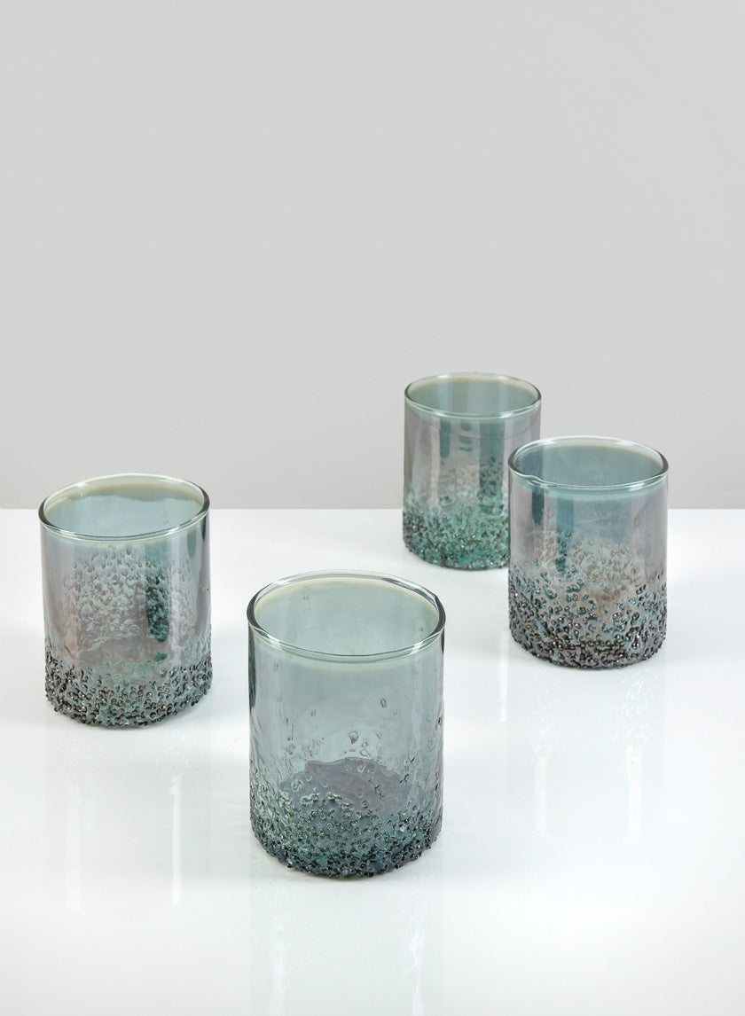 4in Tall Strasbourg Speckled Grey Luster Glass Cylinder Decor Jamaligarden