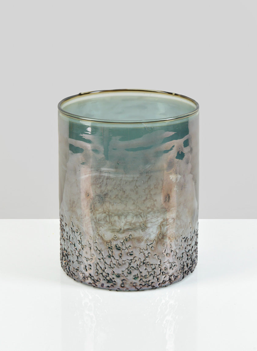 6in Tall Strasbourg Speckled Grey Luster Glass Cylinder Decor Jamaligarden