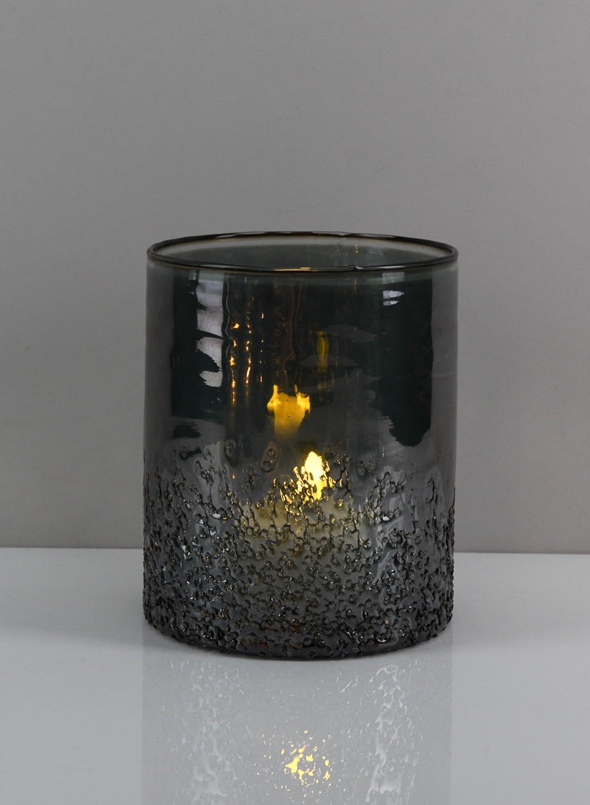 6in Tall Strasbourg Speckled Grey Luster Glass Cylinder Decor Jamaligarden