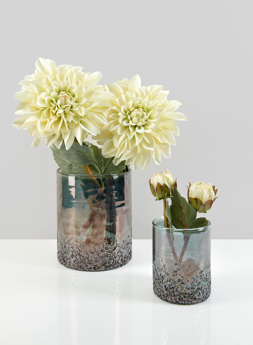 6in Tall Strasbourg Speckled Grey Luster Glass Cylinder Decor Jamaligarden