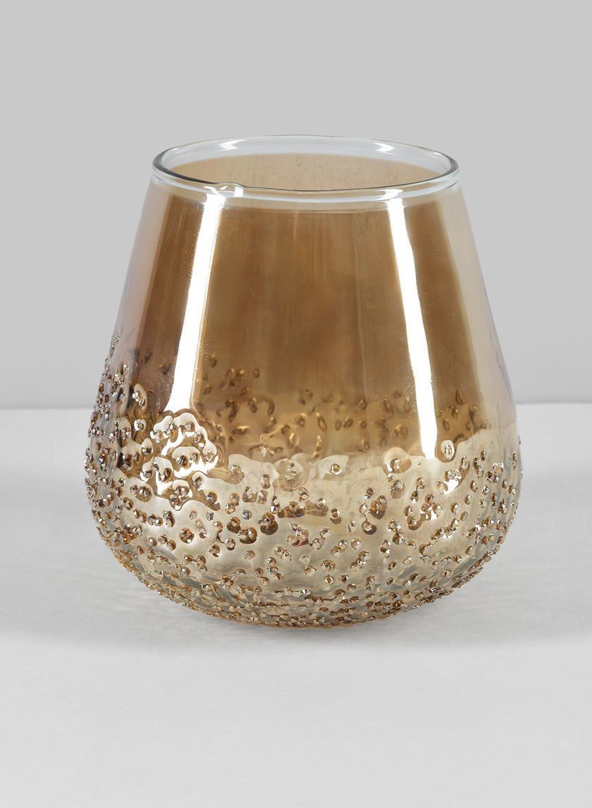 5in Tall Copitas Artisan Speckled Amber Luster Glass Holder Decor Jamaligarden