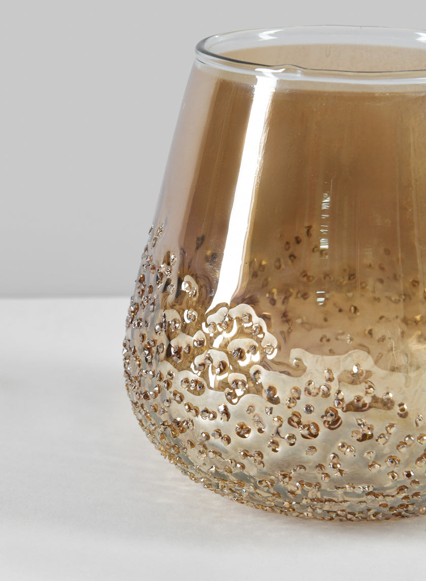5in Tall Copitas Artisan Speckled Amber Luster Glass Holder Decor Jamaligarden