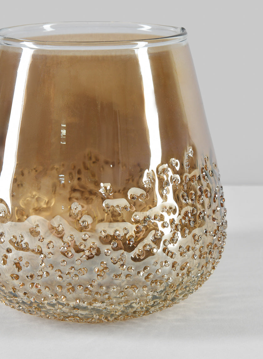 5in Tall Copitas Artisan Speckled Amber Luster Glass Holder Decor Jamaligarden