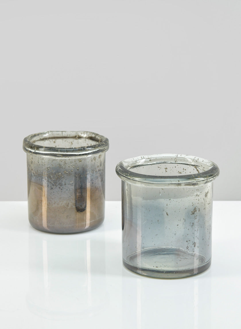 3.5in Tall Pierre Grey Luster Glass Votive Holder Decor Jamaligarden