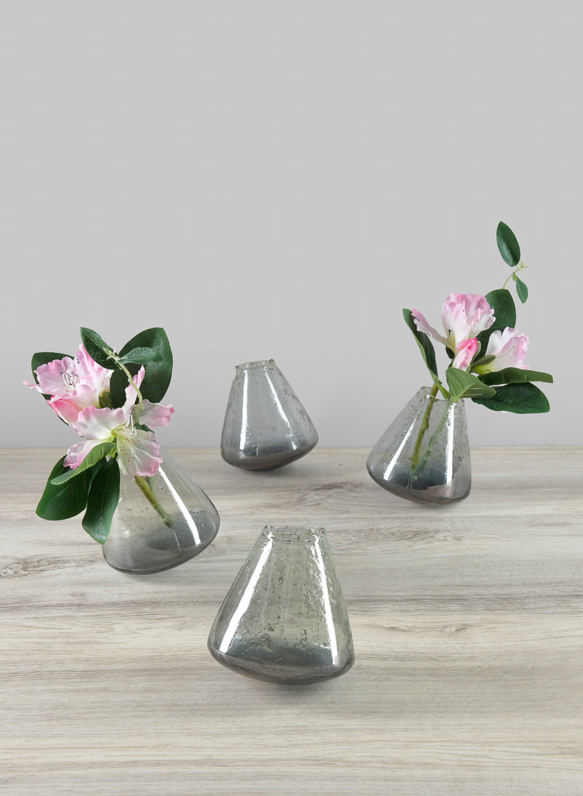 3.75in Tall Tilted Artisan Speckled Luster Smoke Glass Vase Decor Jamaligarden