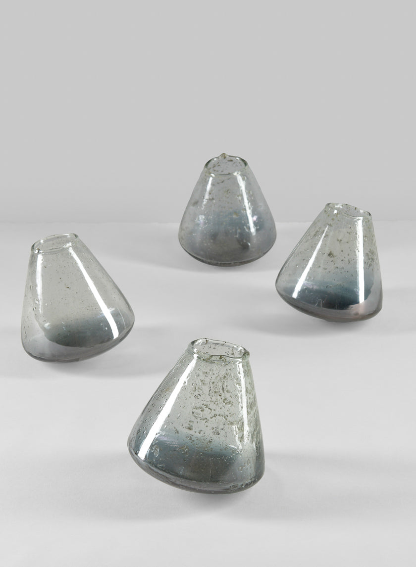 3.75in Tall Tilted Artisan Speckled Luster Smoke Glass Vase Decor Jamaligarden