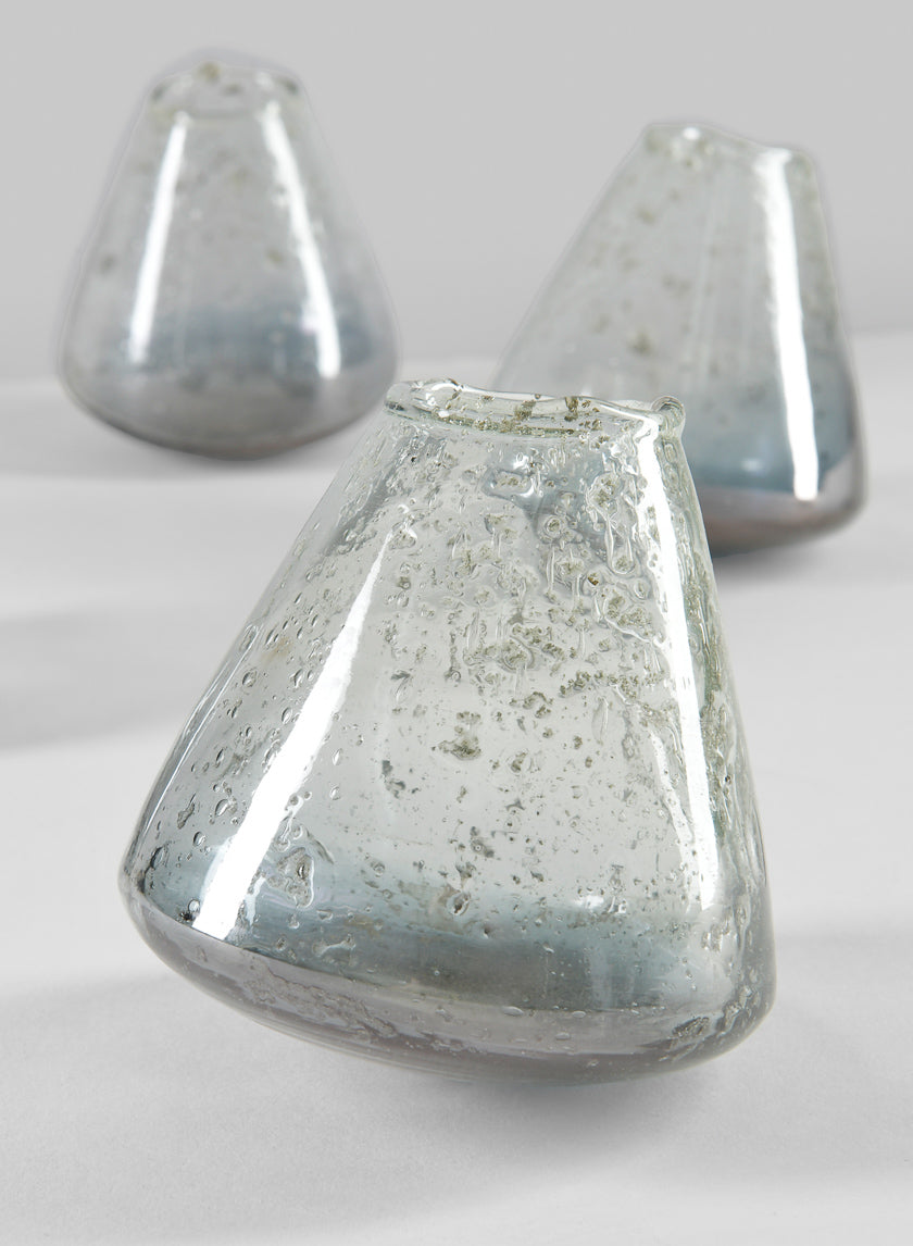 3.75in Tall Tilted Artisan Speckled Luster Smoke Glass Vase Decor Jamaligarden